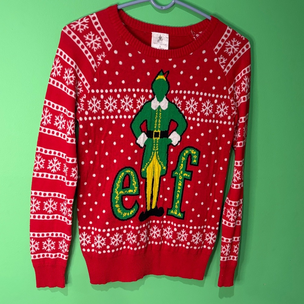 ELF Red and Green Holiday Sweater size small